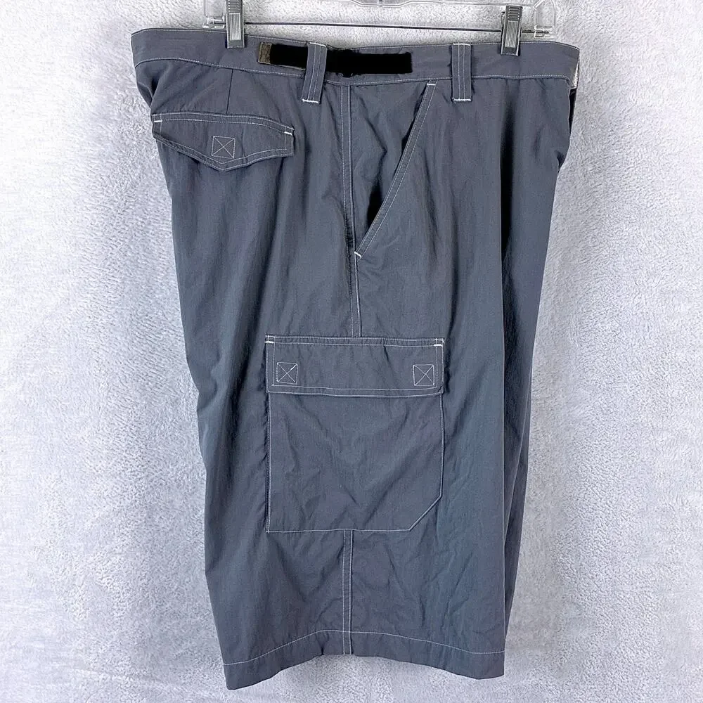 VTG No Fear Cargo Shorts Mens XL Gray Nylon Utility Skate Outdoor Grunge Y2K